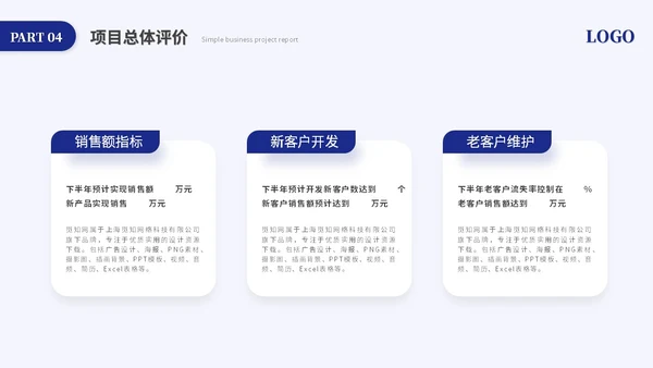 蓝色简约商务项目汇报工作汇报工作总结ppt模板