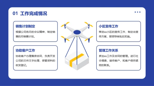 蓝色简约风房产销售年度总结PPT模板