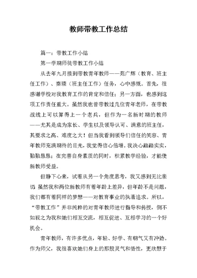 教师带教工作总结