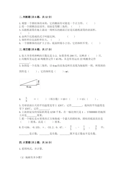 重庆市九龙坡区六年级下册数学期末测试卷及答案1套.docx