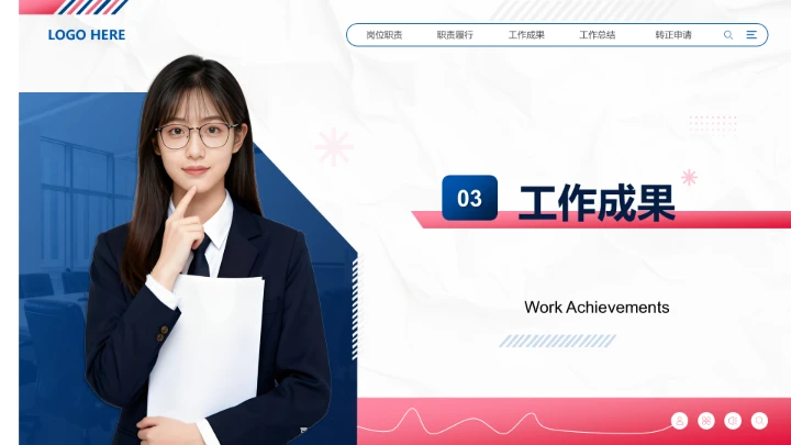 蓝色商务风试用期转正工作汇报PPT模板