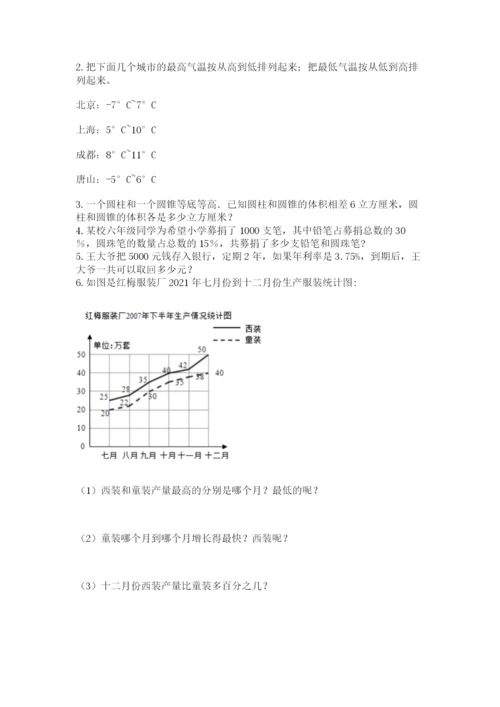 人教版数学六年级下册试题期末模拟检测卷标准卷.docx