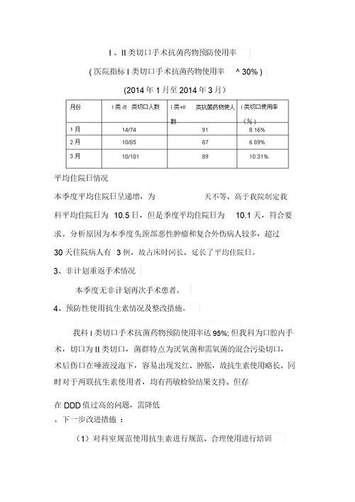 科室质量与安全指标统计分析