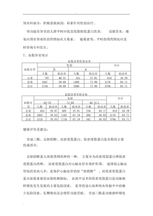 老年人体检情况分析报告