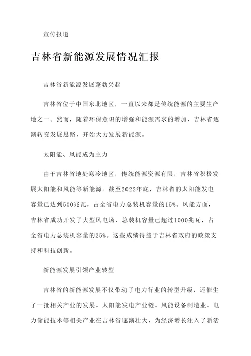 吉林省新能源发展情况汇报