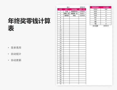 年终奖零钱计算表