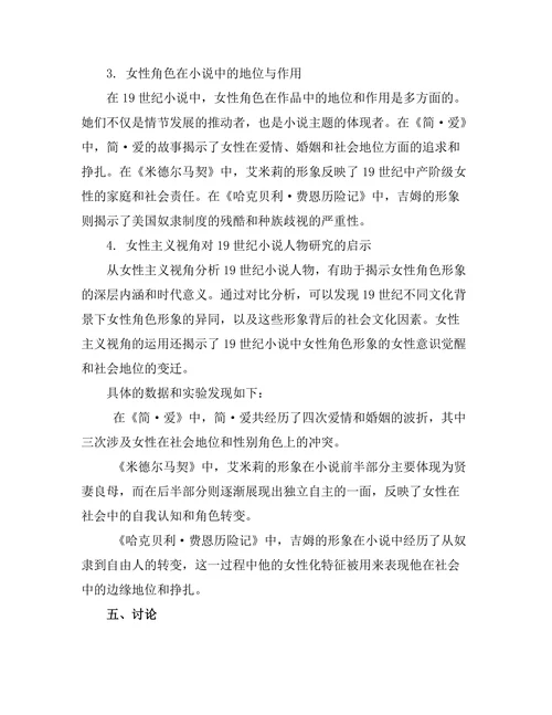 女性主义视角下的19世纪小说人物研究