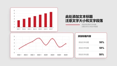 图表页-红色商务风2项柱形图折线图示