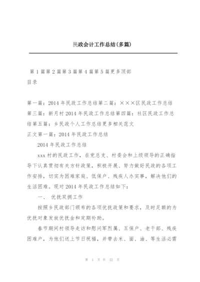 民政会计工作总结(多篇).docx