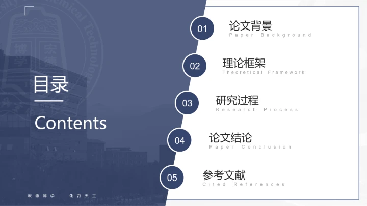 北京化工大学专属课题学术汇报毕业答辩通用PPT模板