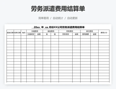 劳务派遣费用结算单