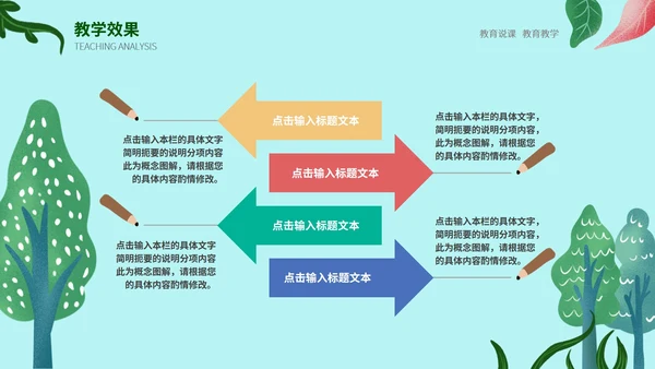 绿色噪点卡通清新植物教师教学培训通用PPT模板