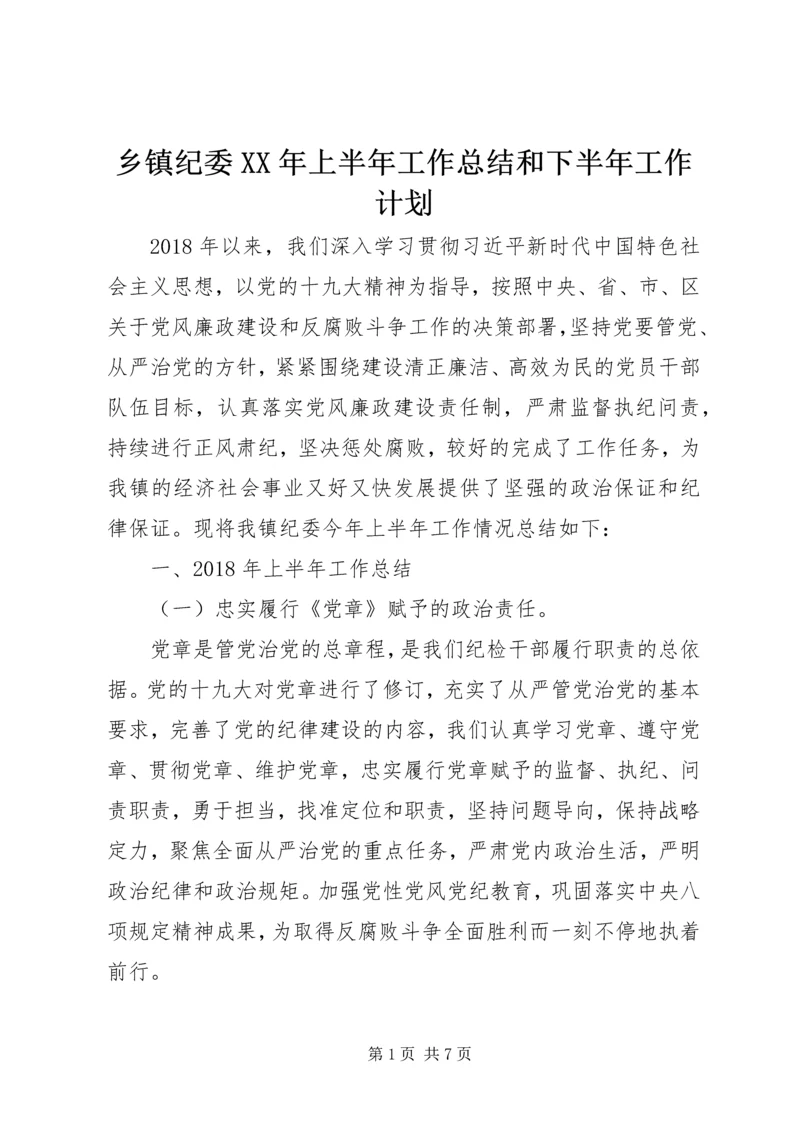 乡镇纪委某年上半年工作总结和下半年工作计划.docx
