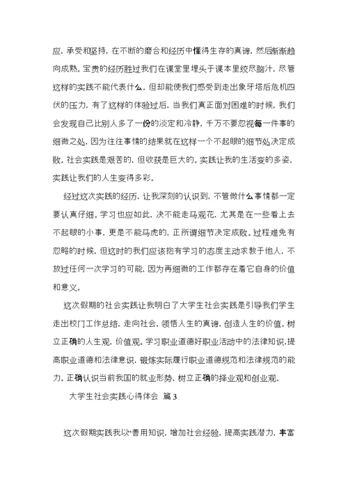 大学生社会实践心得体会模板七篇（一）