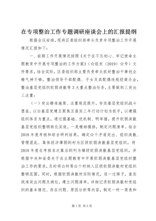 在专项整治工作专题调研座谈会上的汇报提纲.docx