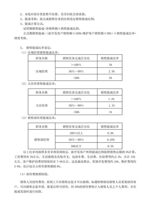 销售人员薪资待遇及提成管理方案