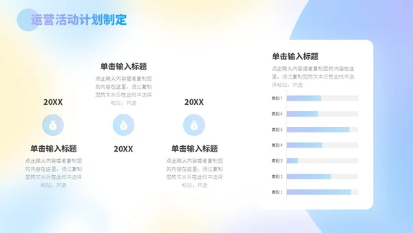 三色蓝紫黄弥散风运营工作总结PPT模板