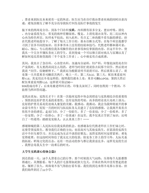 大学生实践课心得体会模板7篇