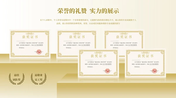 金色简约风证书排版PPT版式合集