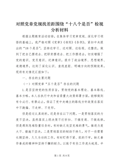 对照党章党规找差距围绕“十八个是否”检视分析材料.docx