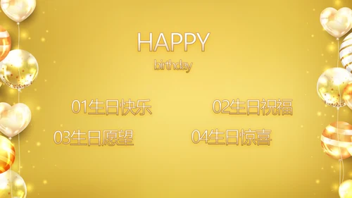 金色生日快乐生日派对纪念册电子相册PPT模板
