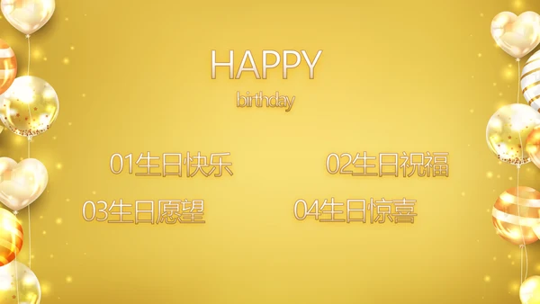 金色生日快乐生日派对纪念册电子相册PPT模板