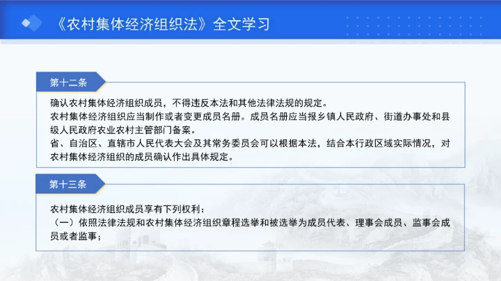 新修订中华人民共和国农村集体经济组织法解读学习PPT