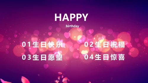 紫色唯美浪漫玫瑰花瓣生日快乐纪念册相册PPT