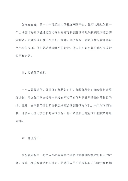 寻找旅行队友游戏攻略