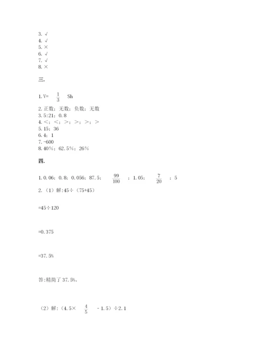 人教版小升初数学模拟试卷附参考答案（培优b卷）.docx