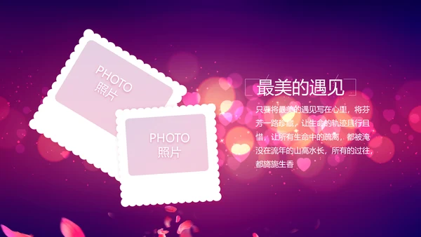 紫色唯美浪漫玫瑰花瓣生日快乐纪念册相册PPT