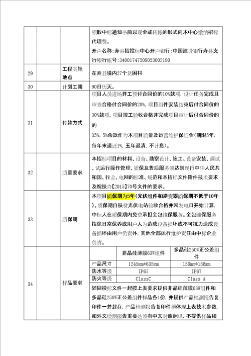 寿县下半年光伏扶贫工程设计施工总承包EPC项目招标文件