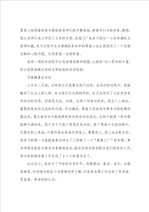 电视台实习总结