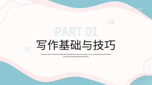 蓝色简约风英语写作结构课件PPT