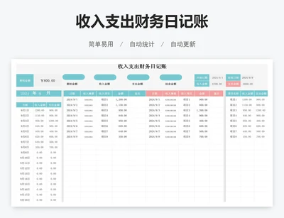 收入支出财务日记账