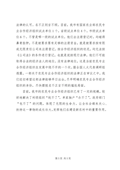 发展农民专业合作经济工作调研报告.docx