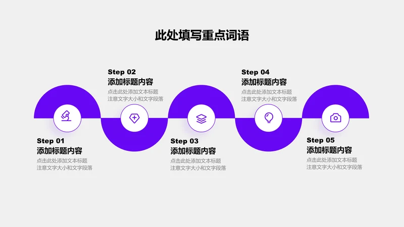 关系页-紫色商务风5项递进流程关系图