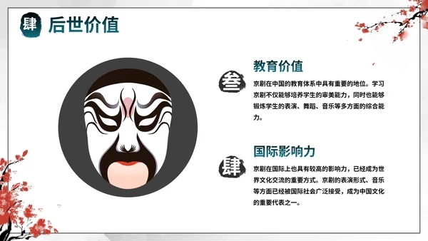 蓝色国风水墨花旦京剧传统文化主题教育PPT模板