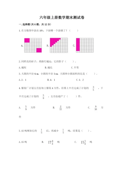 六年级上册数学期末测试卷附完整答案【典优】.docx
