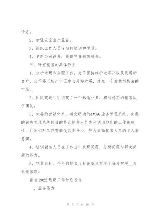 销售2022近期工作计划表10篇.docx