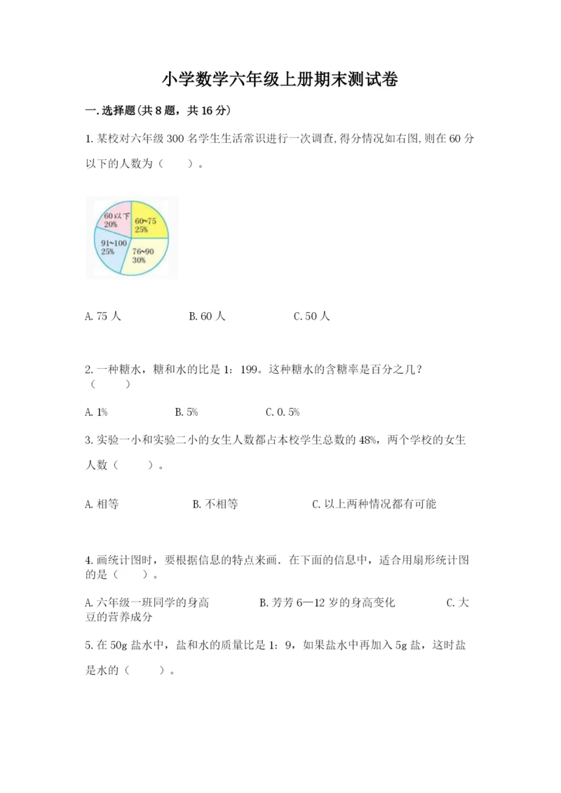 小学数学六年级上册期末测试卷【原创题】.docx