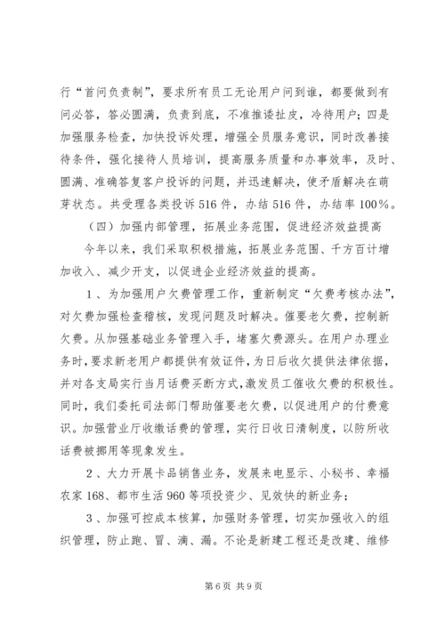 县网通公司上半年责任目标完成情况自查报告.docx