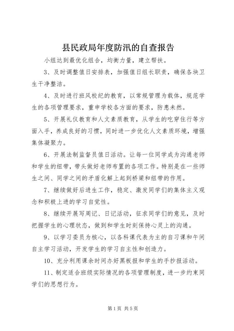 县民政局年度防汛的自查报告.docx