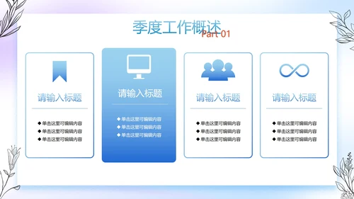彩色花卉流体季度工作总结PPT模板