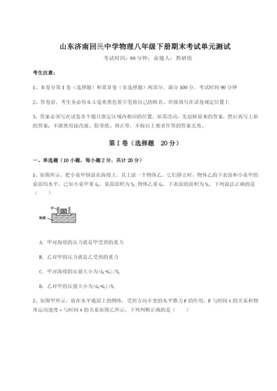 小卷练透山东济南回民中学物理八年级下册期末考试单元测试试题（含答案解析）.docx
