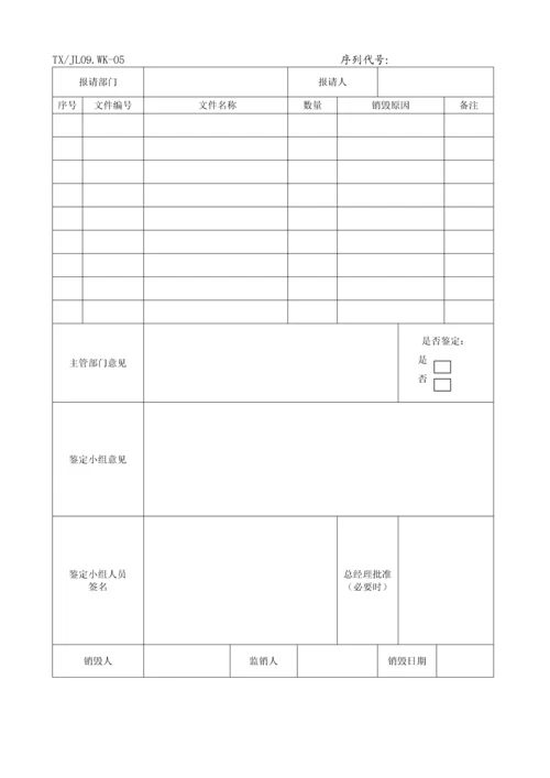 质量体系全套程序文件质量记录清单.docx