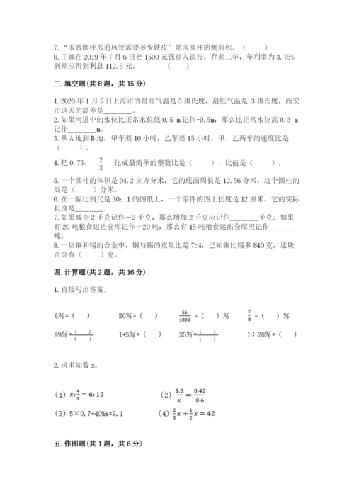 冀教版小学六年级下册数学期末综合素养测试卷含答案（基础题）.docx