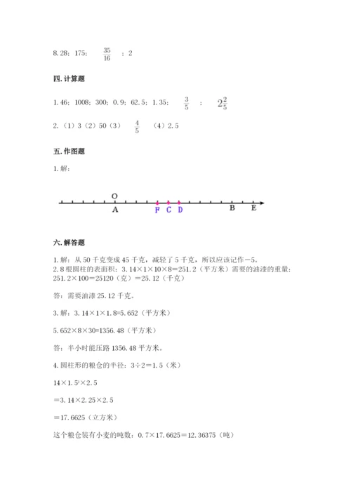 合水县六年级下册数学期末测试卷及完整答案1套.docx