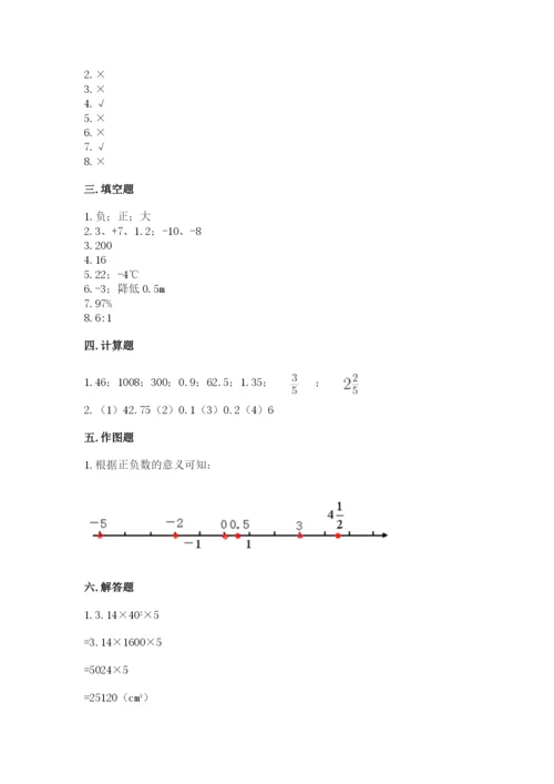冀教版小学六年级下册数学期末综合素养测试卷附参考答案【轻巧夺冠】.docx