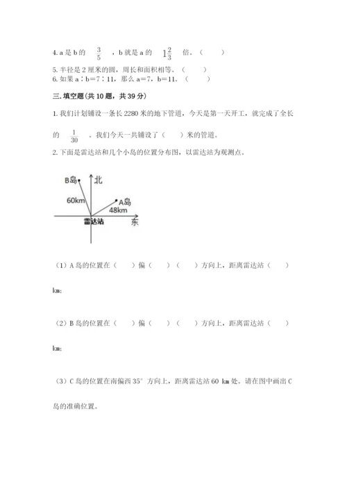 2022六年级上册数学期末测试卷（必刷）word版.docx